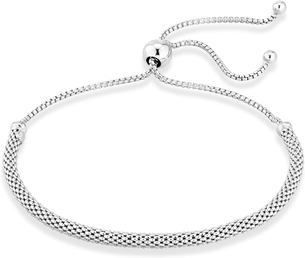 Miabella 925 Sterling Silver or 18Kt Yellow Gold Over Silver Italian Adjustable Bolo 3mm Round Me... | Amazon (US)