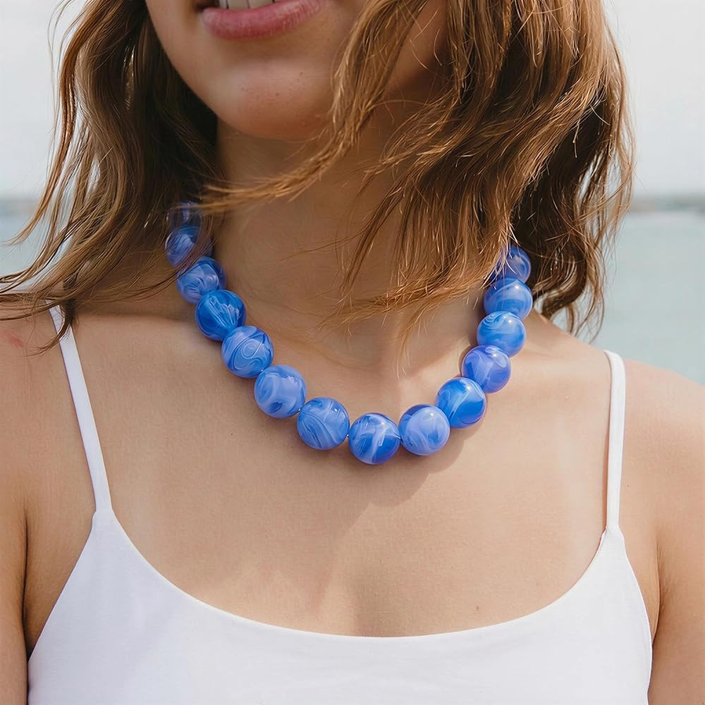 LILIE&WHITE Colorful Chunky Bead Necklaces For Women Trendy Boho Collar Statement Necklace Choker... | Amazon (US)