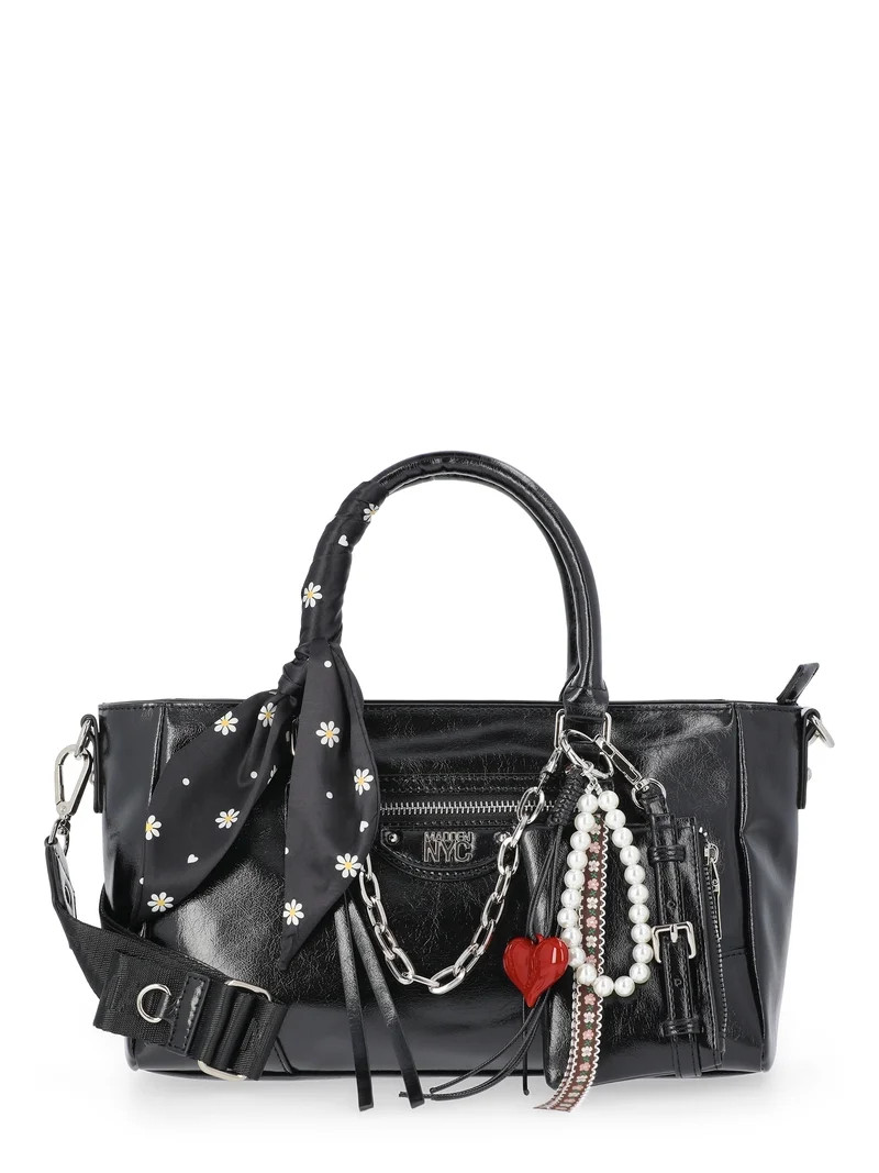 Madden NYC Women's Slouchy Top Handle Satchel, Black | Walmart (US)