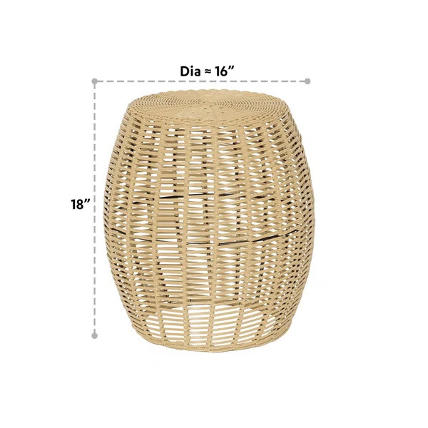 Joao Round 16'' Outdoor Side Table, Wicker Stool, Patio Ottoman, Backyard End Table, Garden Plant... | Wayfair North America