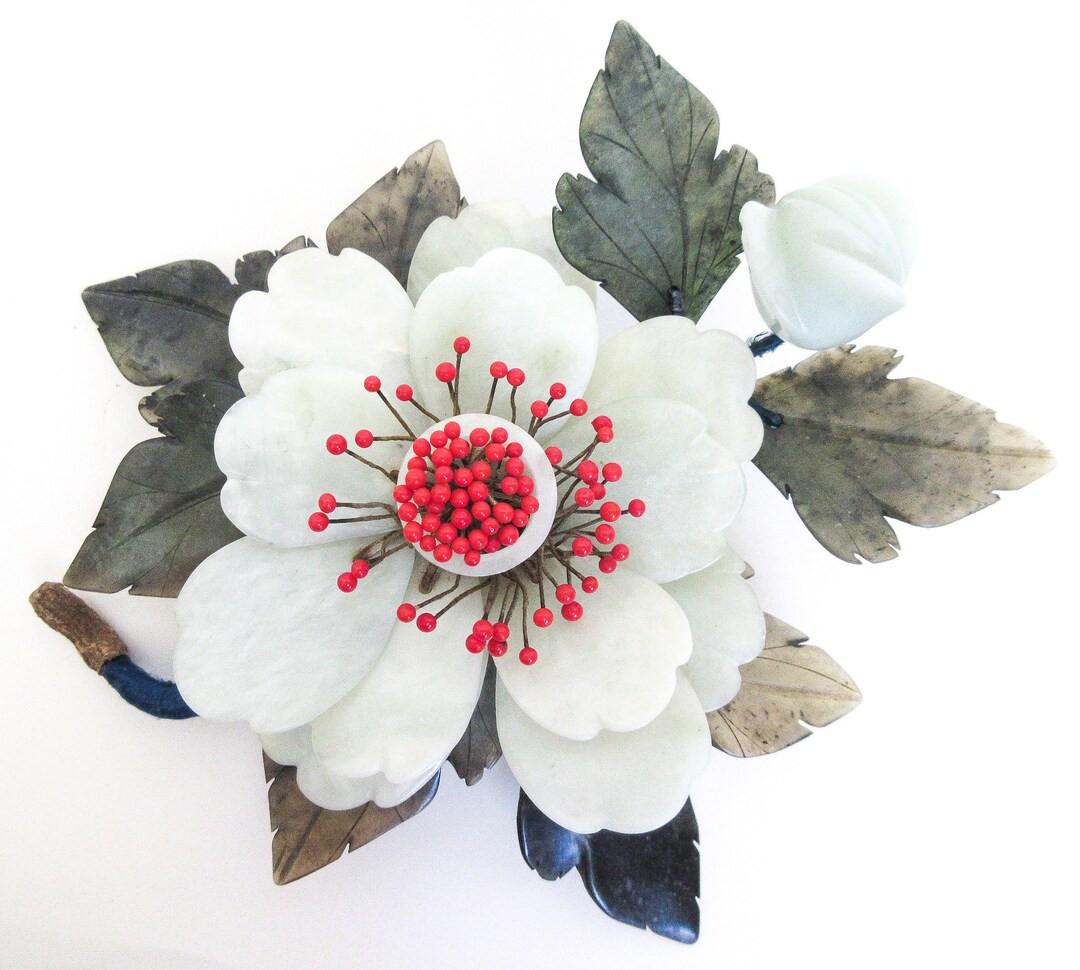 2 Jade Lotus Flower Candle Holders, Vintage Carved Stone Pair ON SALE - Etsy | Etsy (US)