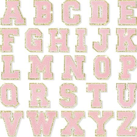 26 Pieces Chenille Letter Patches Iron On Letters Patch Varsity Letter Patches Glitter Chenille P... | Amazon (US)