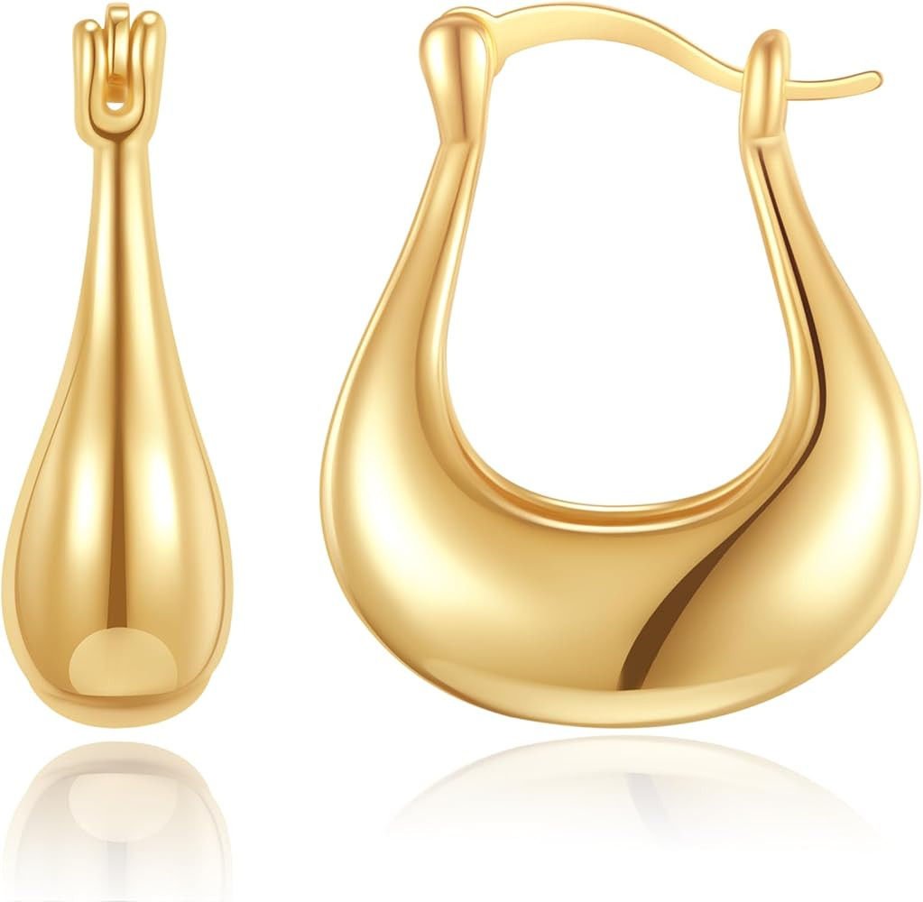 Gold Earrings for Women Girls, 14K Gold Plated Lightweight Gold Hoop Earrings Hypoallergenic Gold... | Amazon (US)