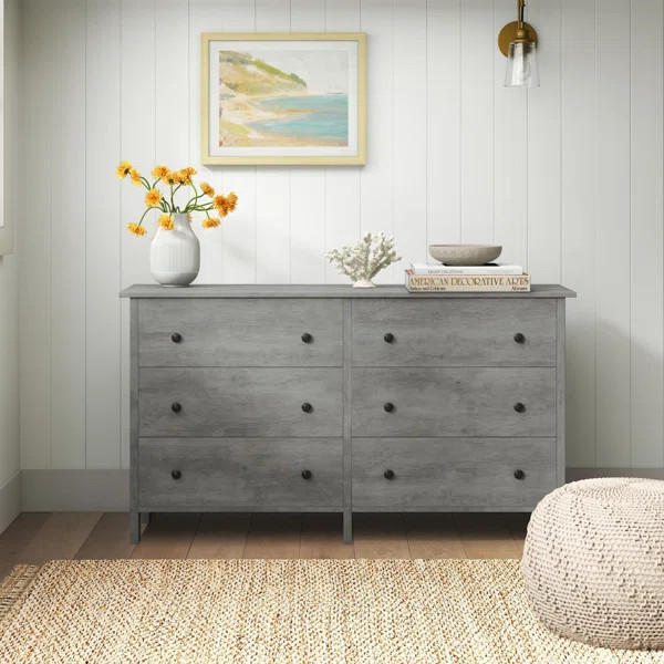 Vintage Gray Oak Frisco 6 Drawer 52.56'' W Double Dresser | Wayfair North America