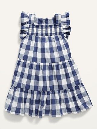 Ruffle-Trim Tiered Gingham Swing Dress for Toddler Girls | Old Navy (US)