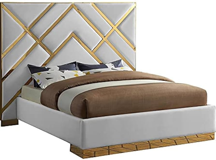Meridian Furniture VectorWhite-K Vector Collection Modern | Contemporary Faux Leather Upholstered... | Amazon (US)