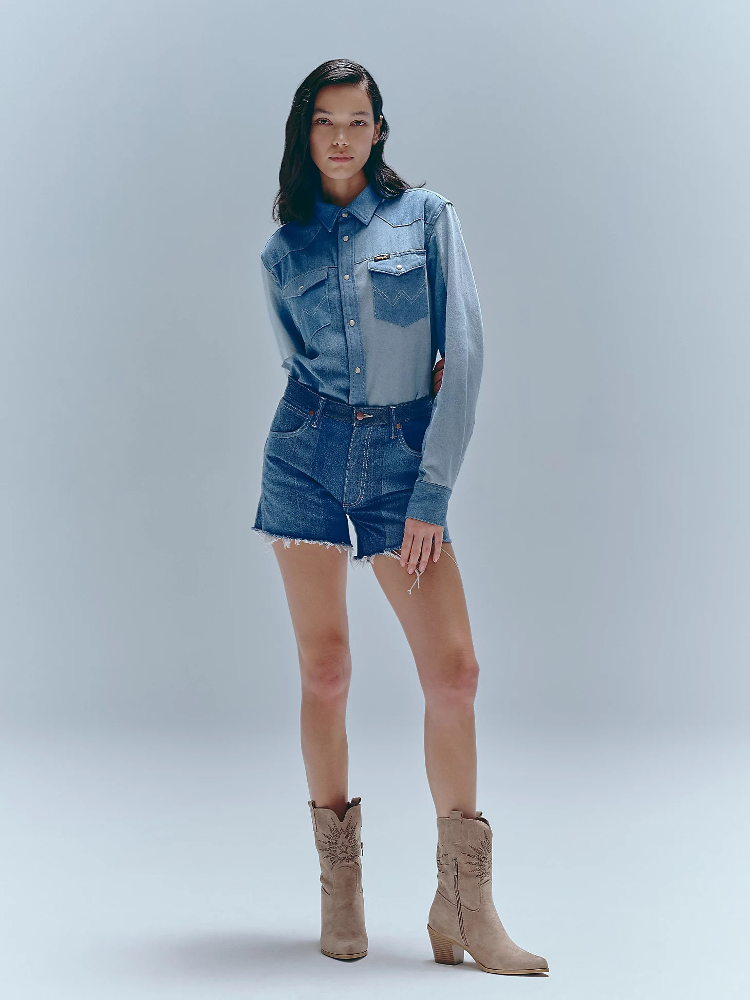 Wrangler x Beyond Retro Reworked Short in Light Wash | Wrangler