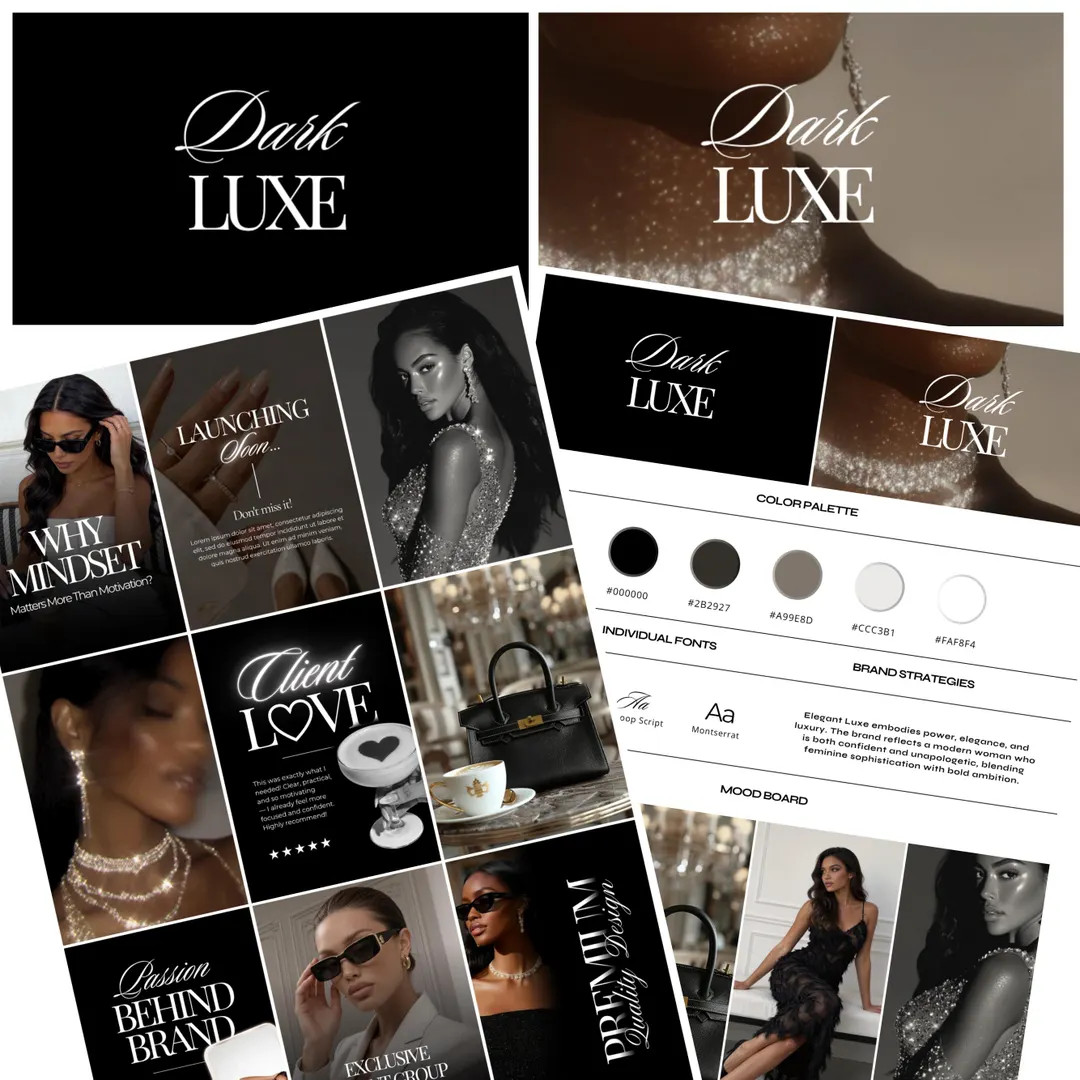 Dark Luxury Brand Kit for Business \u2013 Canva Instagram Templates for Coaches - Etsy | Etsy (Global)