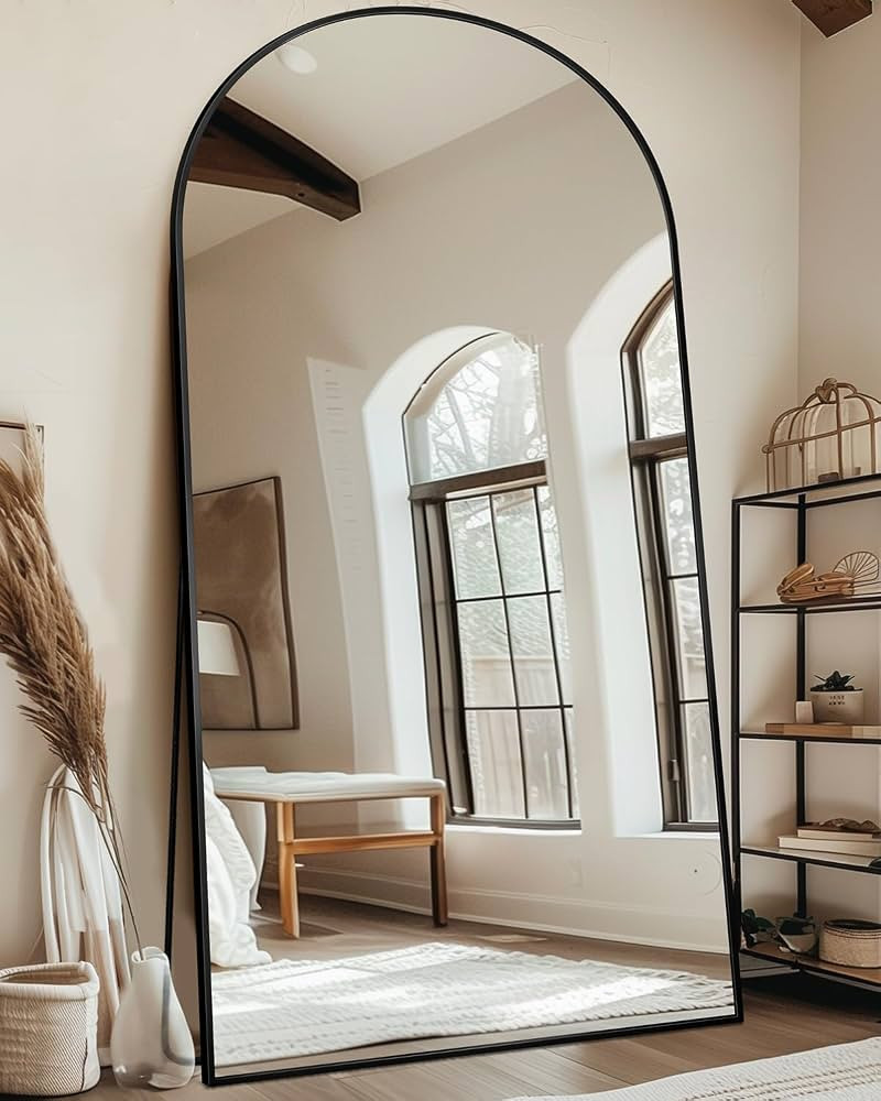 Full Length Mirror with Stand, 81"x41" Arched Full Body Mirror, Large Stand Up Mirror, Aluminum F... | Amazon (US)