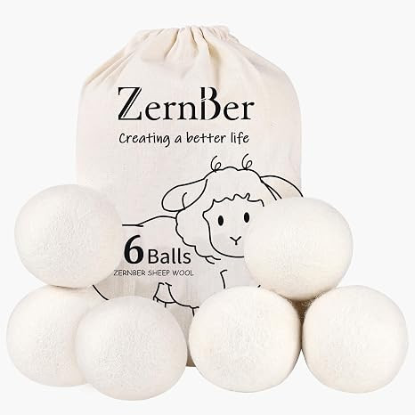 ZERNBER Wool Dryer Balls XL 6-Pack, Dryer Balls Laundry Reusable Reduce Clothing Wrinkles, Drying... | Amazon (US)