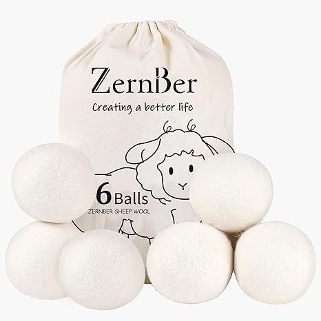 ZERNBER Wool Dryer Balls XL 6-Pack, Dryer Balls Laundry Reusable Reduce Clothing Wrinkles, Drying... | Amazon (US)