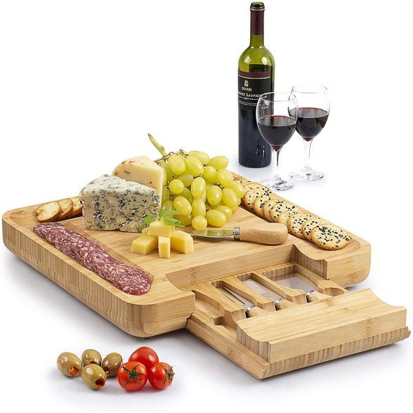 Zulay Kitchen Cheese Board and Knife Set (Bamboo) | Target