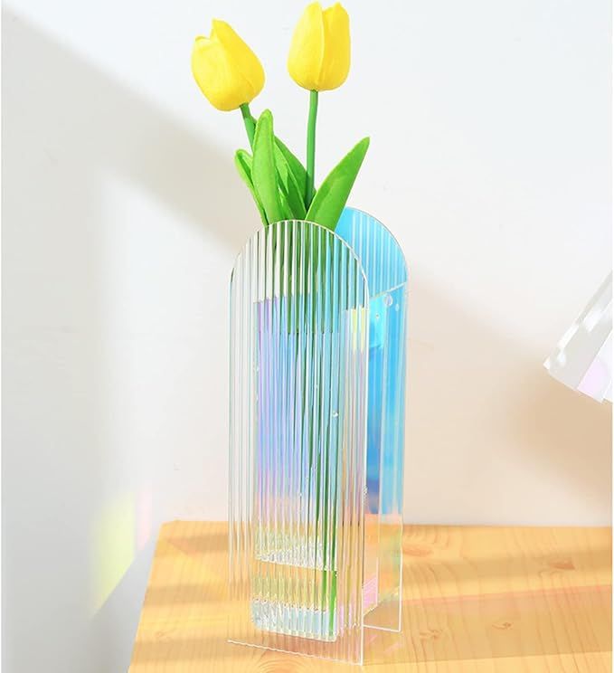 YalzoneMet Arch Acrylic Vase Modern Acrylic Flower Vase Special Colorful Refraction Vase Unique H... | Amazon (US)