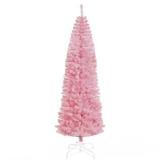 HOMCOM 7 ft. Artificial Christmas Tree Holiday Xmas Pencil Tree Decoration with Automatic Open fo... | The Home Depot