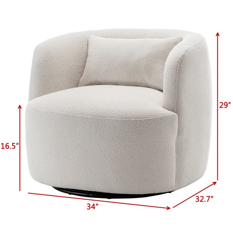 Carrena 34" Wide Boucle Upholstered Swivel Armchair | Wayfair North America