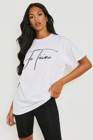 Tall 'Je T'Aime' Graphic T-Shirt | Boohoo.com (US & CA)