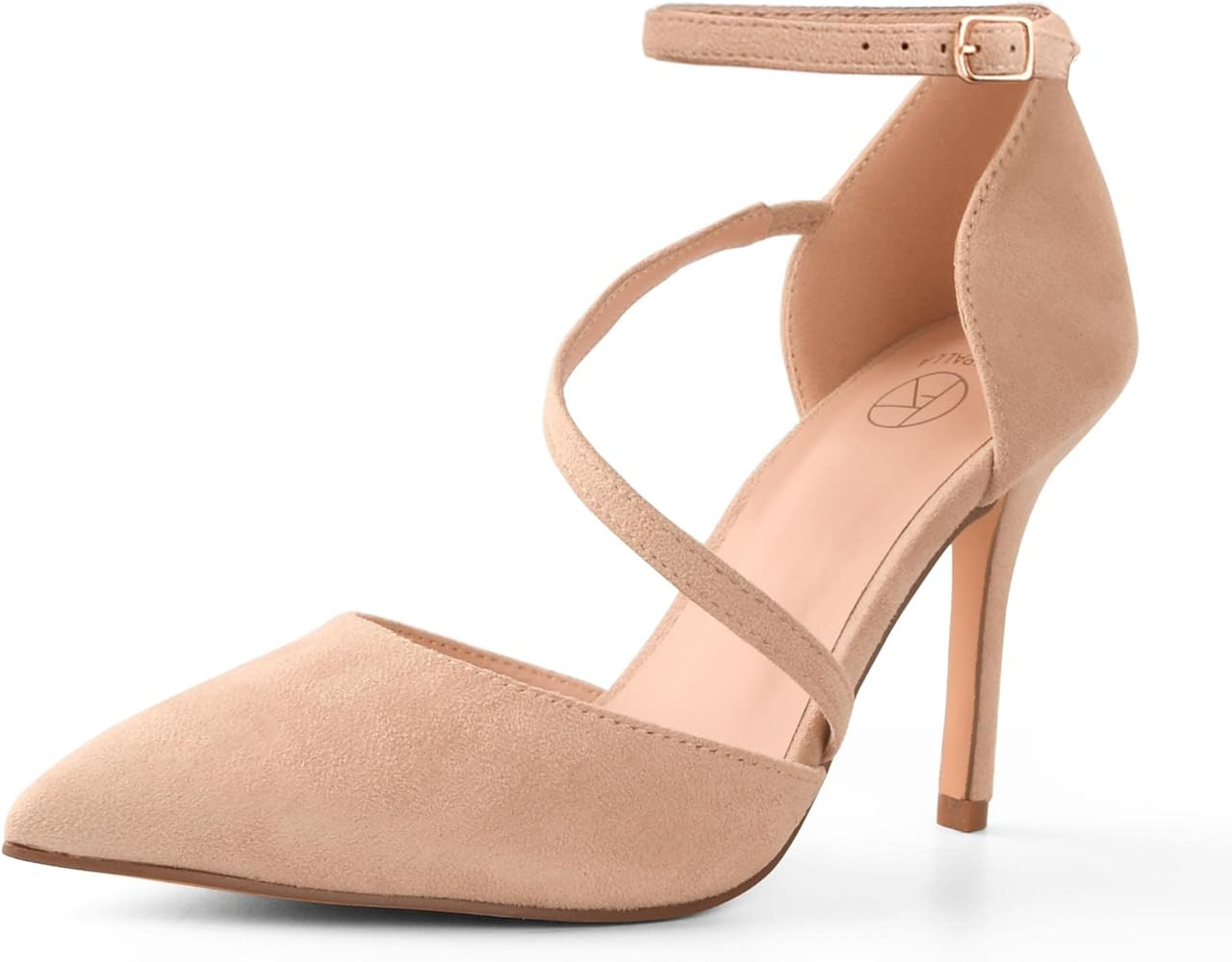 ORIPLALLA Heels for Women Closed Toe Dress Shoes Non Slip Ankle Strap Pumps at Wedding Bridal Evenin | Amazon (US)