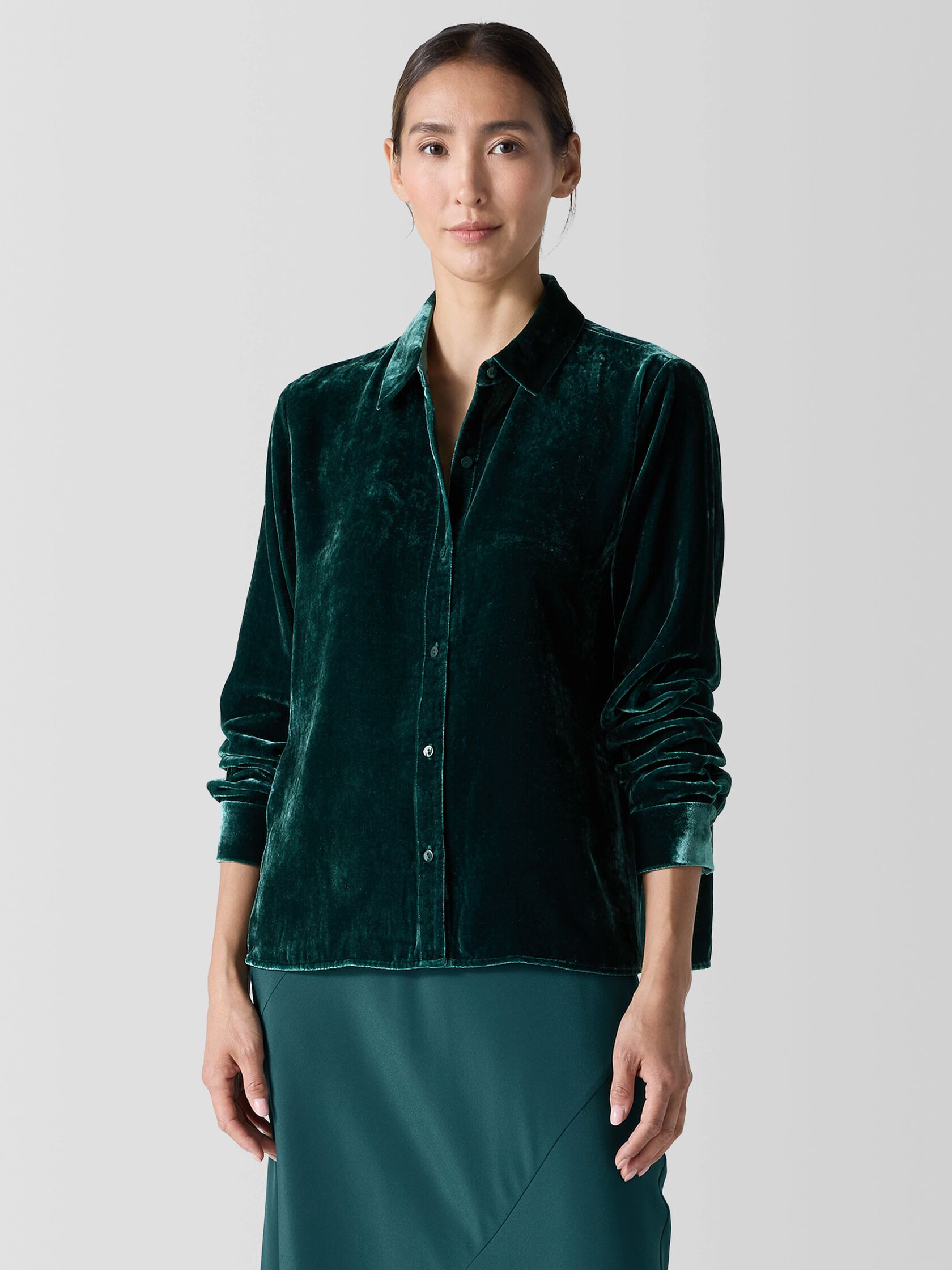 Velvet Classic Collar Shirt | Eileen Fisher