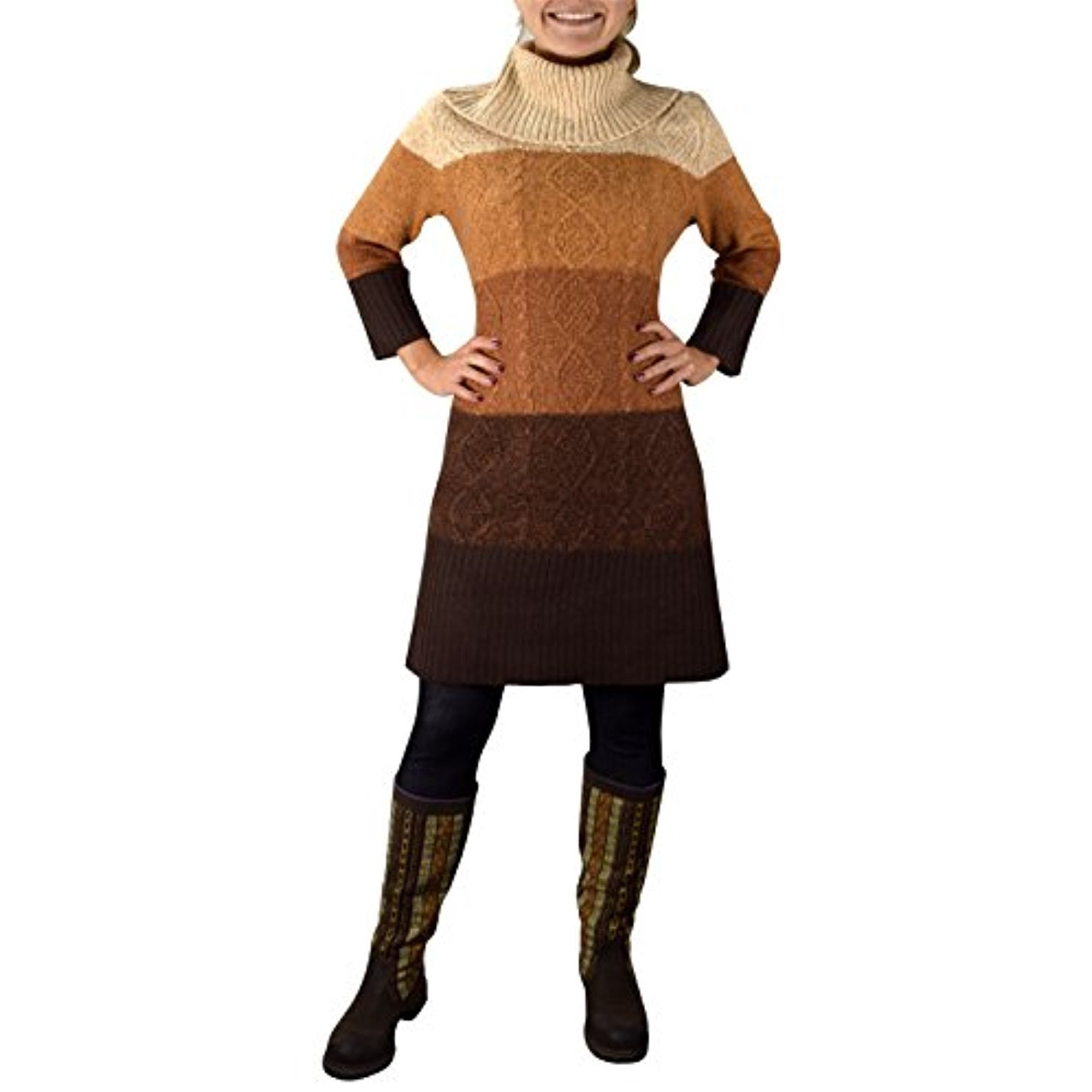 Peach Couture Ombre Cable Knit Cowl Neck Sweater Dress | Walmart (US)