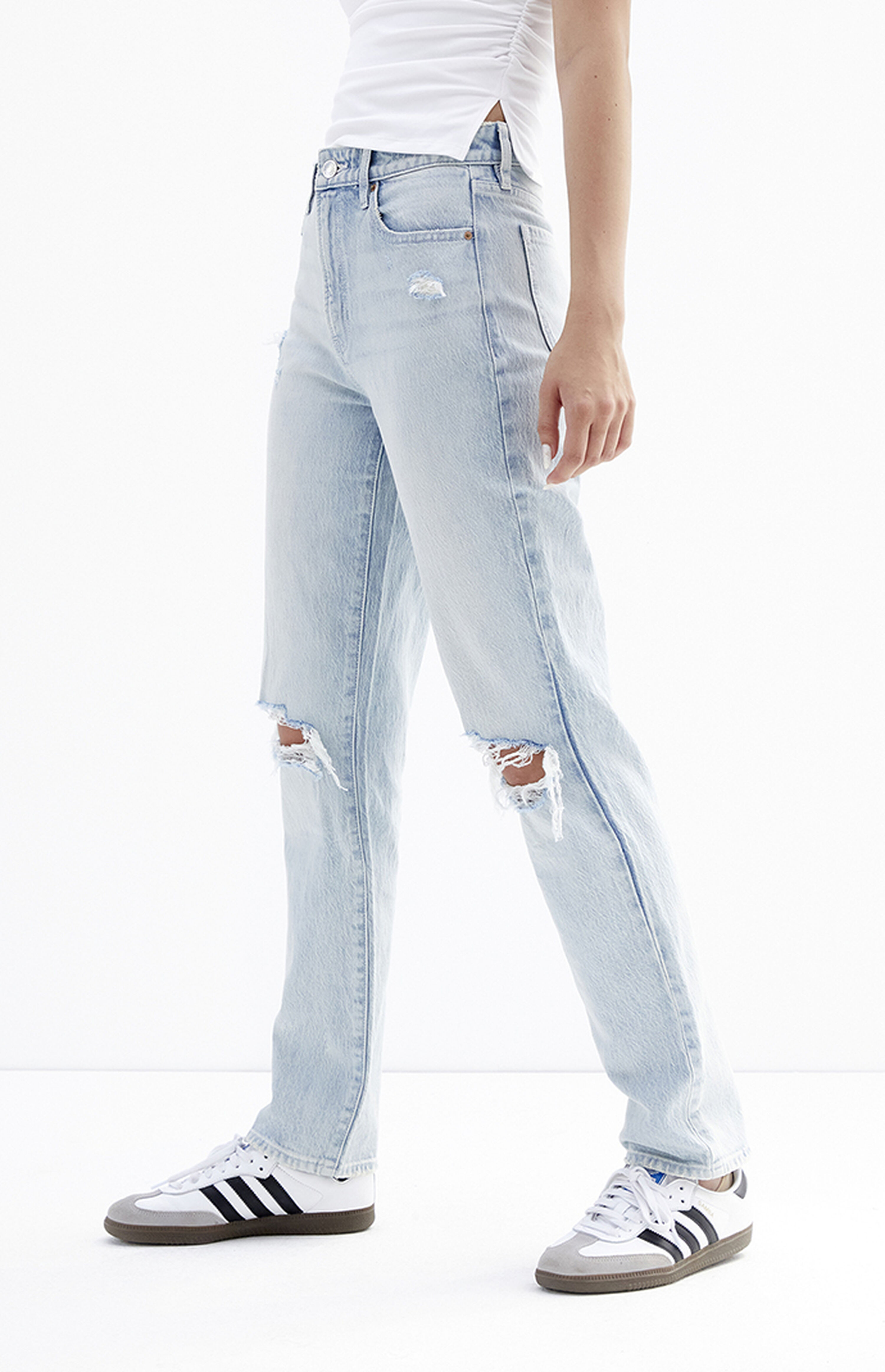 PacSun Eco Light Blue Distressed Dad Jeans | PacSun