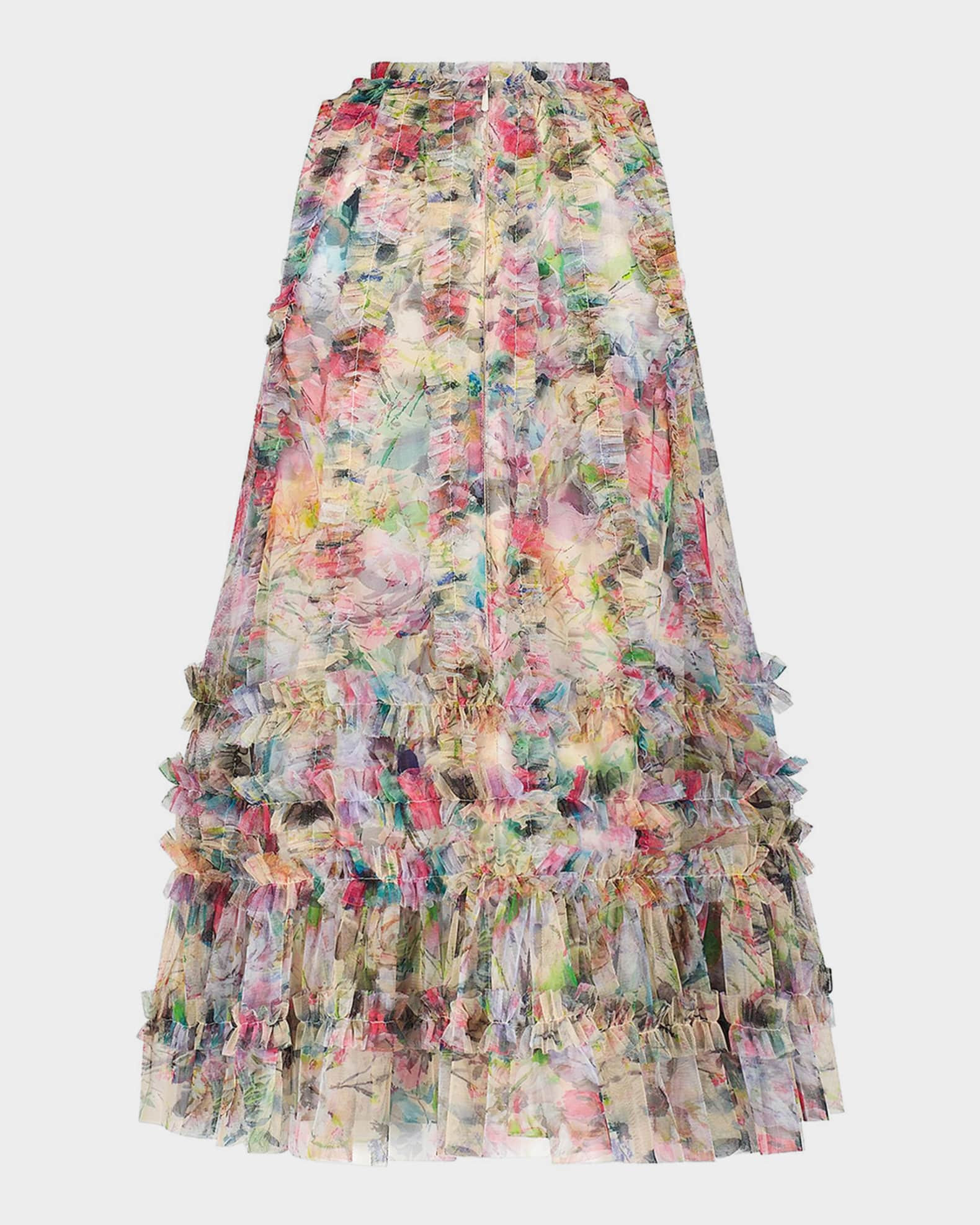 Girl's Sleeveless Floral-Print Mesh Dress, Size 2-14 | Neiman Marcus