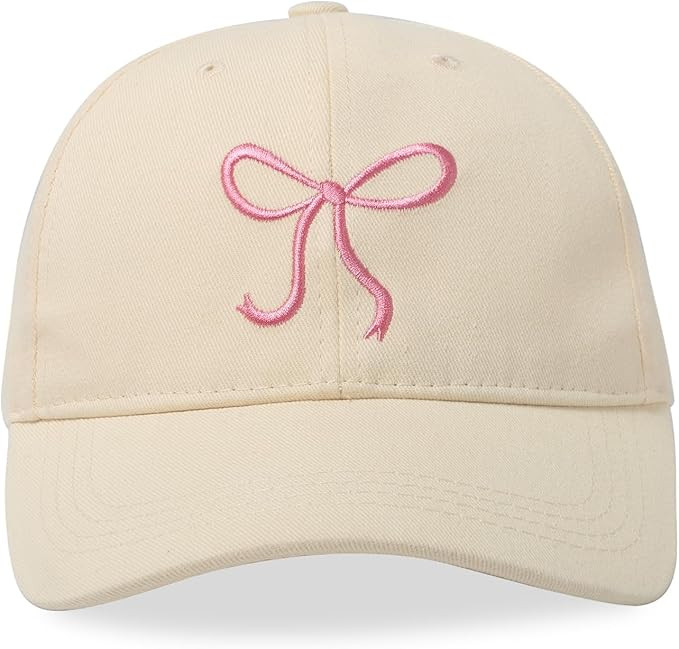 Pink Bow Embroidered Baseball Cap for Women Trucker Hat Adjustable Fashion Sun Hat with Visor for... | Amazon (US)