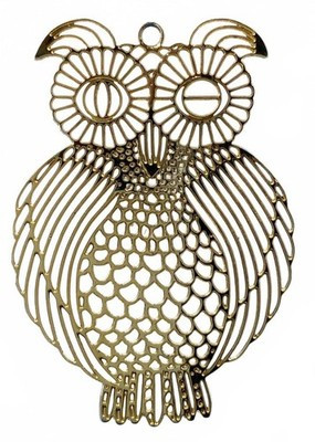 Vintage Gold Tone Filigree Owl Pendant Mid Century Modern Large Bird | eBay US