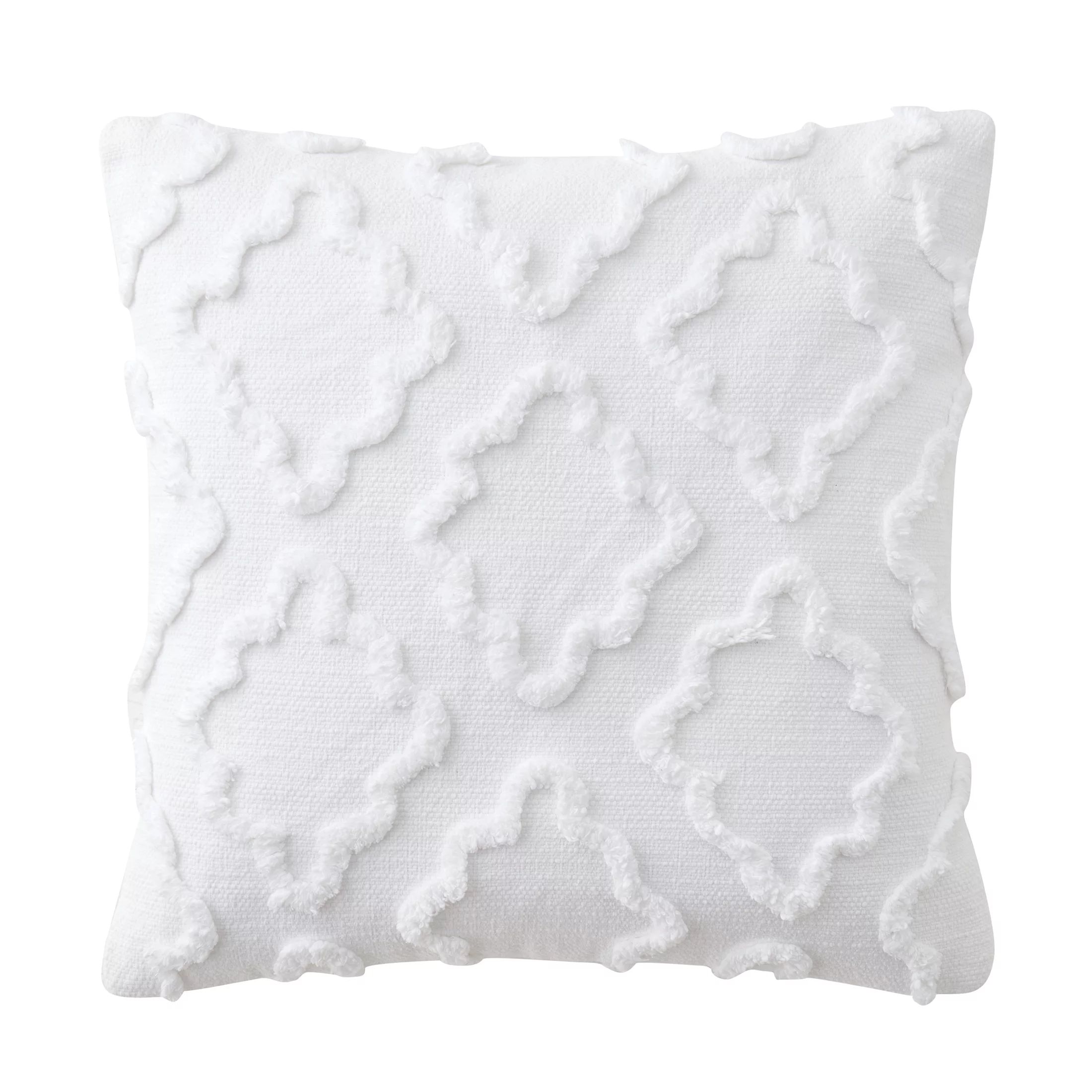 White Tufted Cotton Decorative Pillow Cover, Odessa, My Texas House, 20" x 20", 1 Piece | Walmart (US)