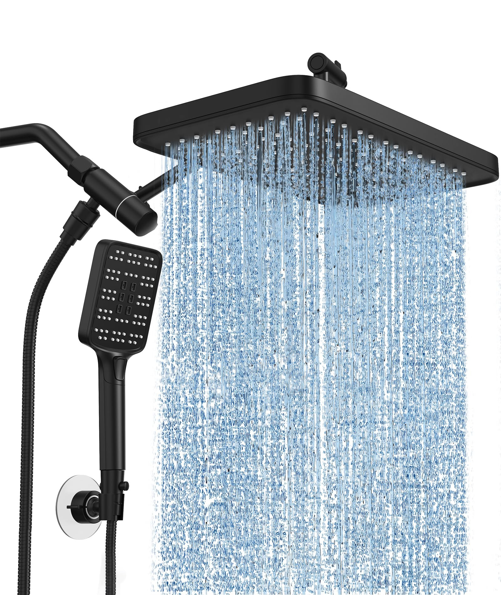 High Pressure Rain Shower Head with Handheld Spray Combo Set, Adjustable 12" Rainfall Dual Shower... | Amazon (US)