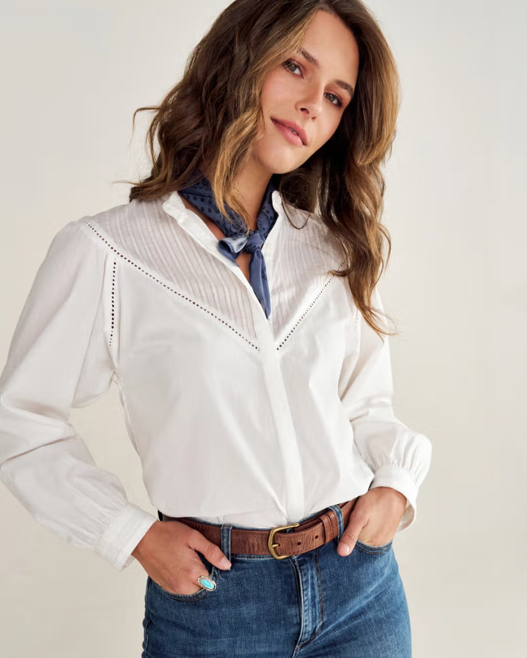 Women's Lace Peasant Top | Tecovas