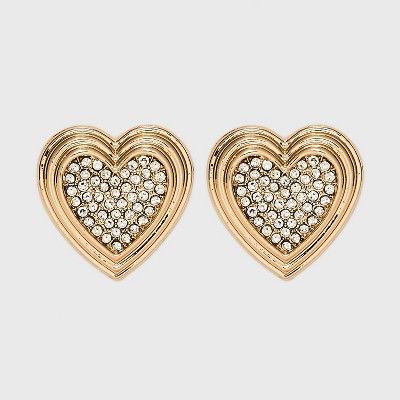 SUGARFIX by BaubleBar Crystal Heart Stud Earrings - Gold | Target