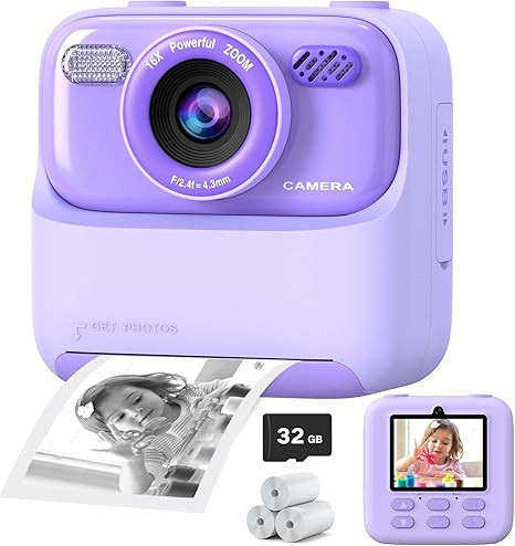 Kids Instant Digital Cameras for Boys and Girls, 1080P HD Dual-Lens Selfie Digital Camera with Pr... | Amazon (US)