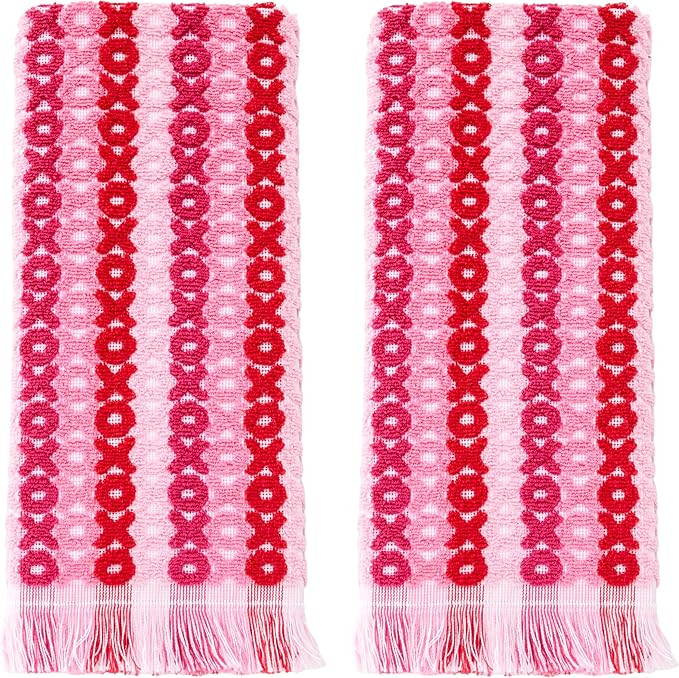 SKL Home Valentine's Day XOXO Jacquard 100% Cotton 2pc Hand Towel Set, Decorative for Bath/Kitche... | Amazon (US)