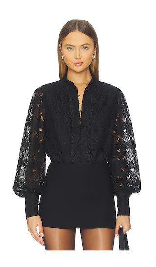 Olessia Lace Bodysuit in Black | Revolve Clothing (Global)