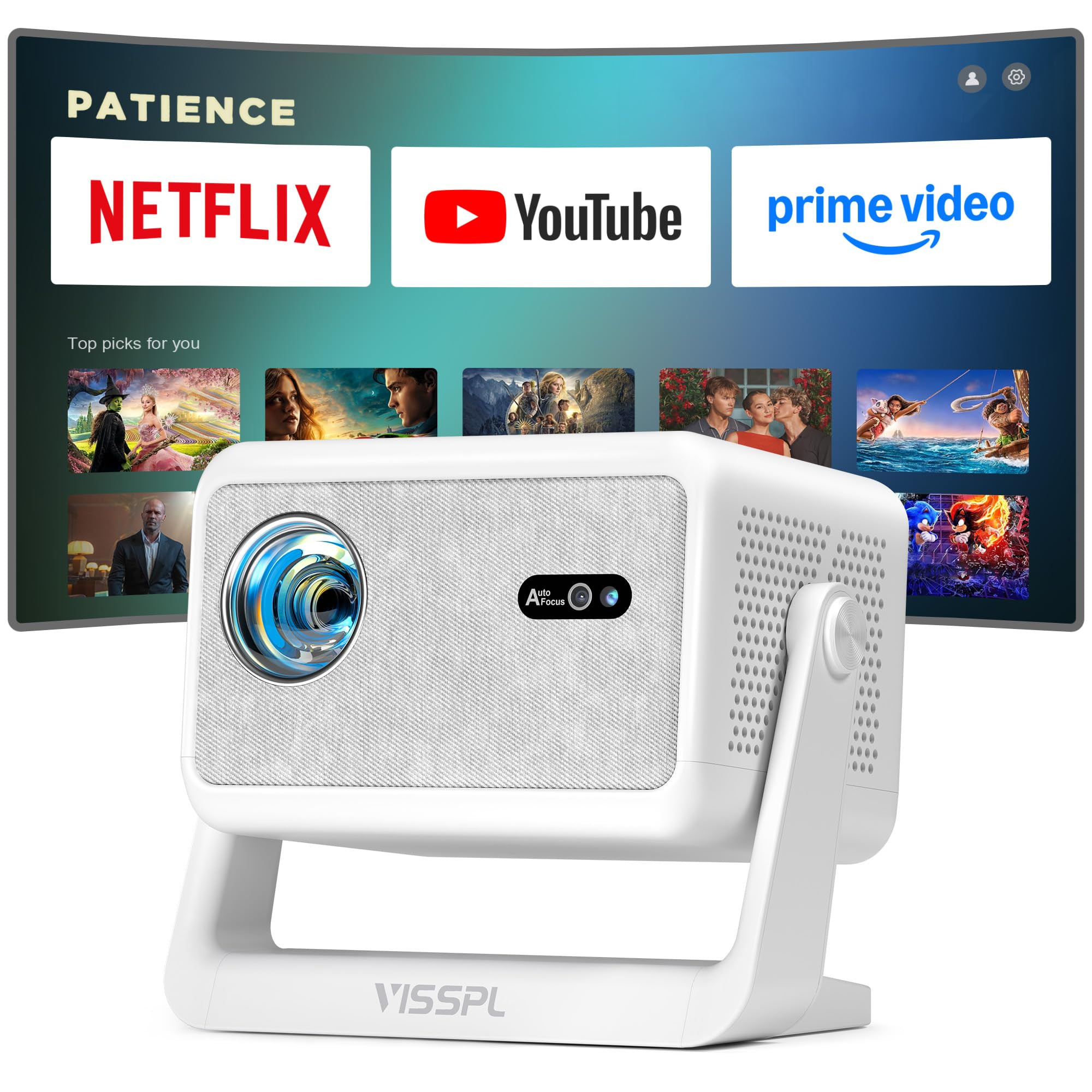 【Compatible with Netflix& 1800ANSI】Smart Projector with WiFi and Bluetooth, Auto Focus & Keys... | Amazon (US)