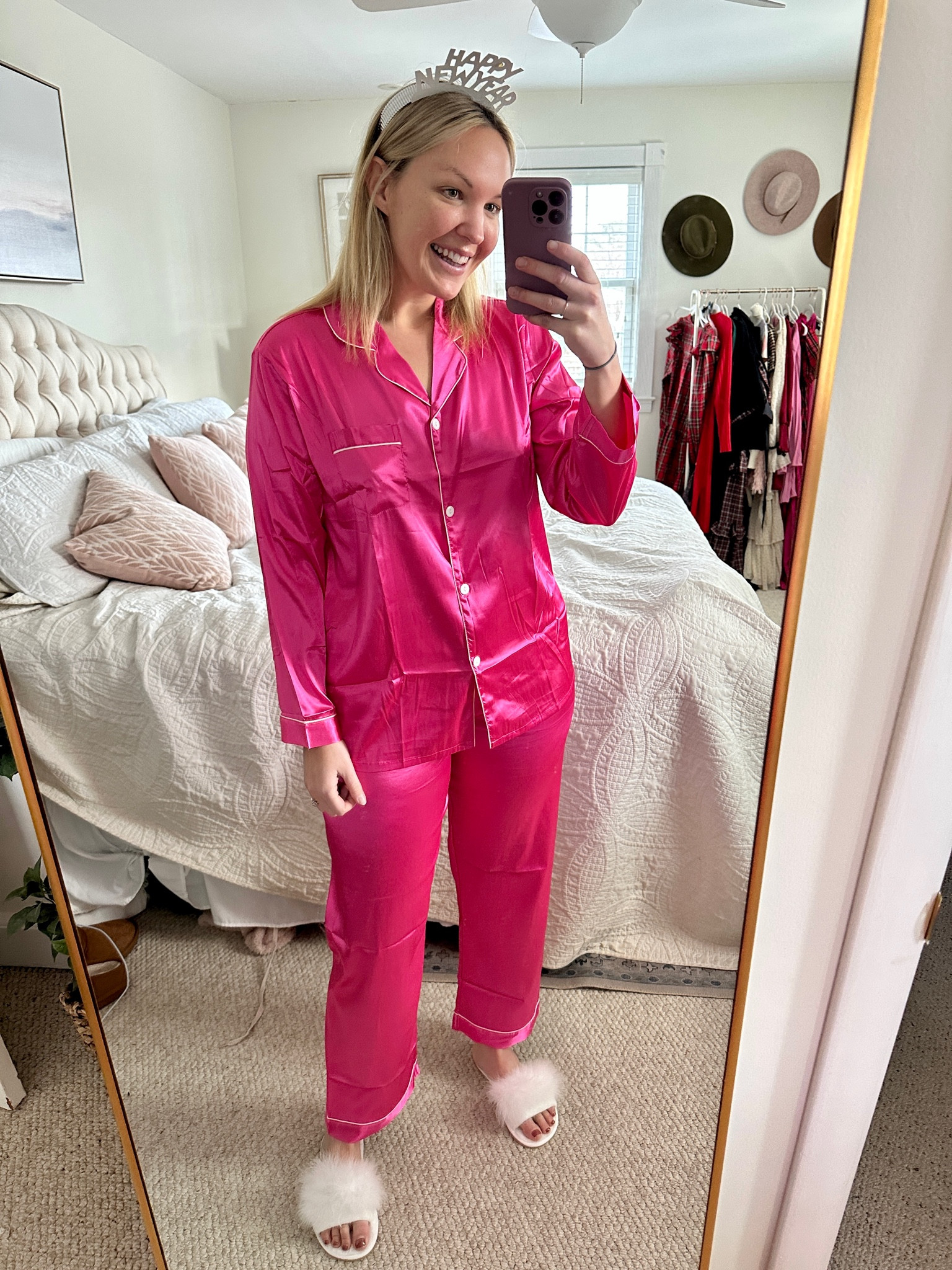 Satin pajamas - pajama set - New Year’s Eve pajamas - nye at home - nye outfit 

#LTKHoliday #LTKsalealert #LTKunder50