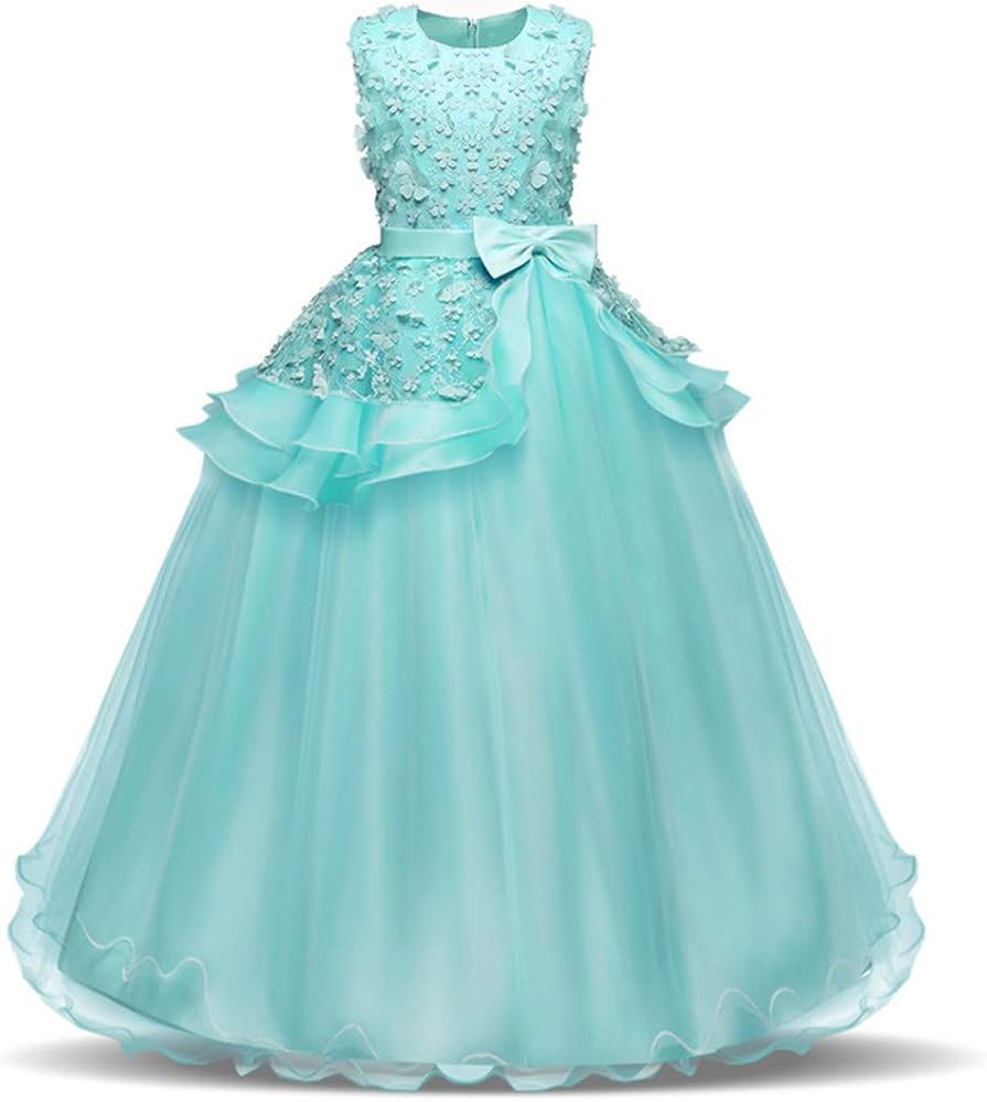 NNJXD Girl Sleeveless Embroidery Princess Pageant Dresses Kids Prom Ball Gown | Amazon (US)