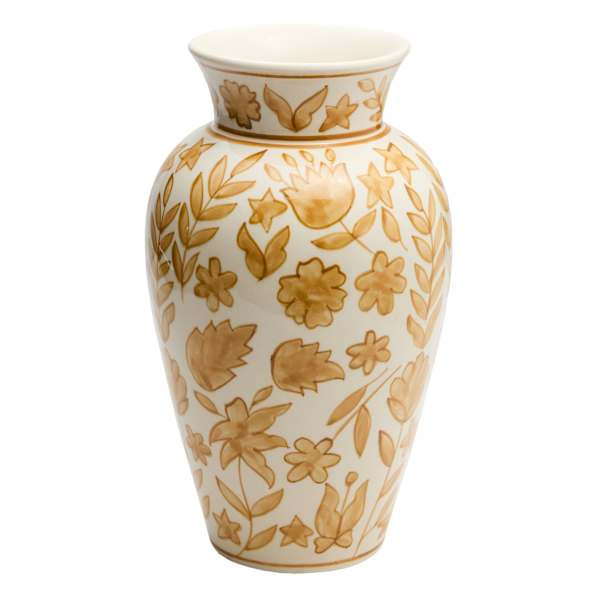 Yellow Floral Hand Painted Ceramic Vase, 12.25" | At Home