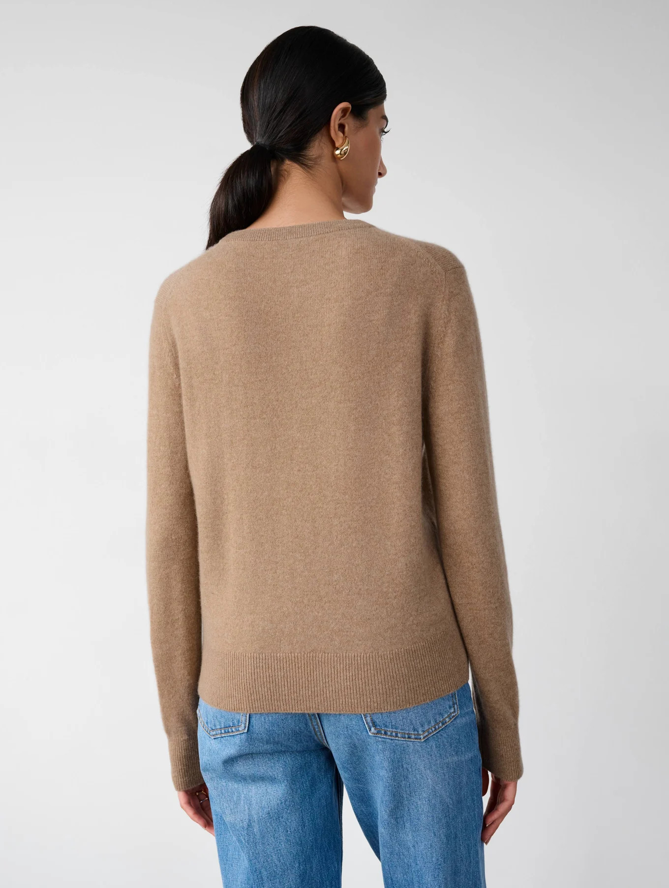 Cashmere Heart Sleeve Crewneck | White and Warren