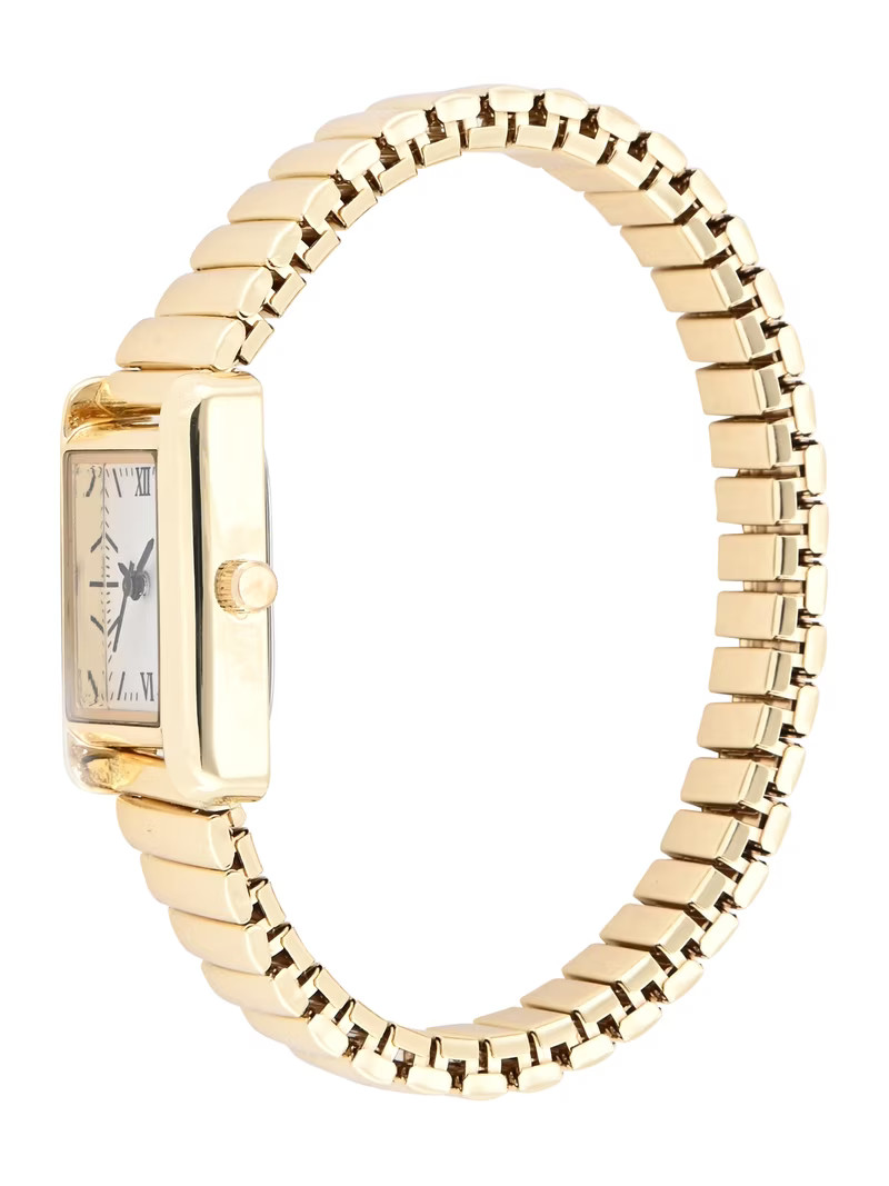 No Boundaries Adult Female Goldtone Tank Case Watch with Gold Link Bracelet. | Walmart (US)