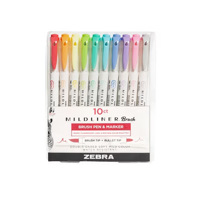 Zebra 10ct Mildliner Dual-tip Creative Colorful Markers Gifting: Artist Markers, 0.4mm & 0.6mm, Water-Resistant, Quick Drying | Target