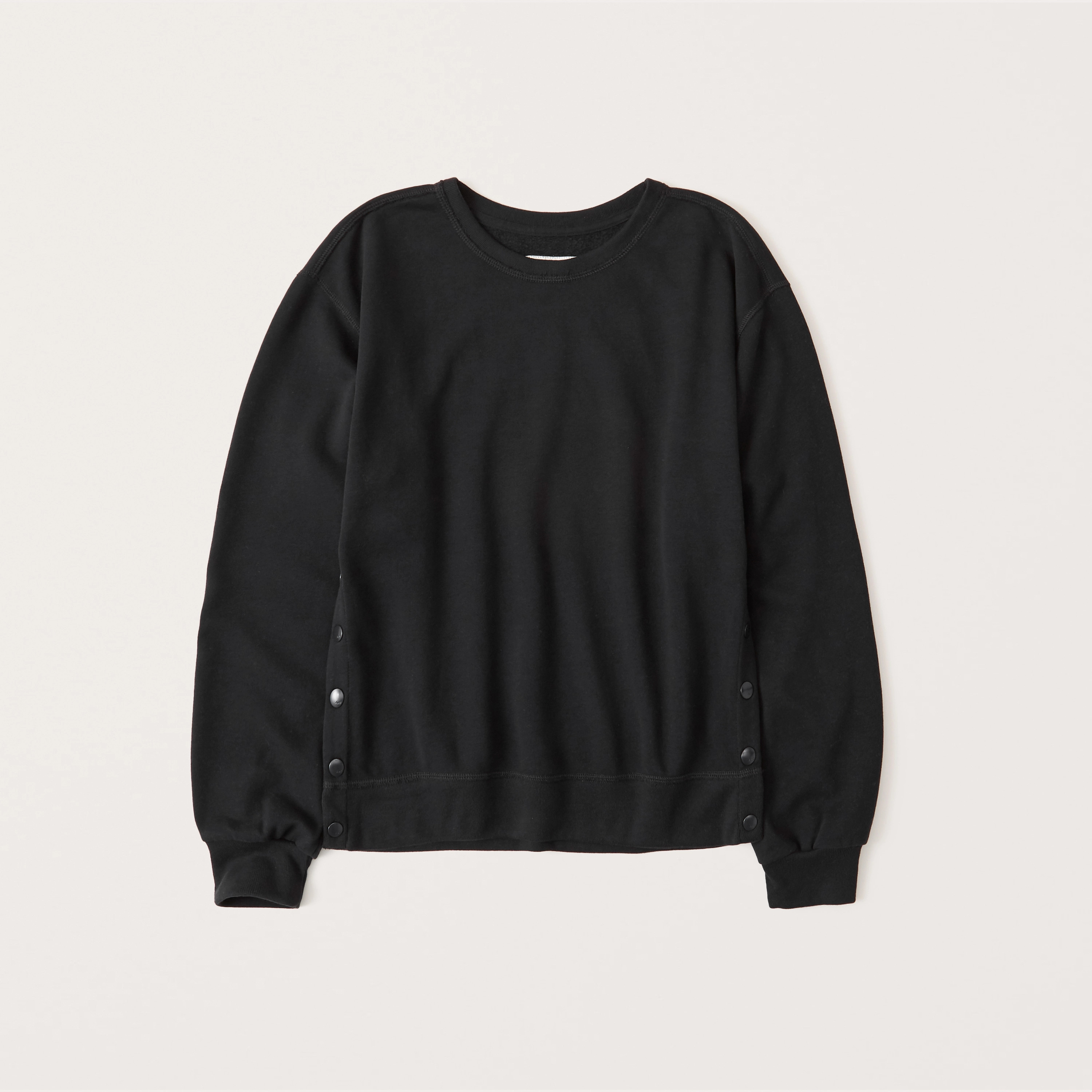 Women's Side-Snap Crewneck Sweatshirt | Women's Tops | Abercrombie.com | Abercrombie & Fitch (US)