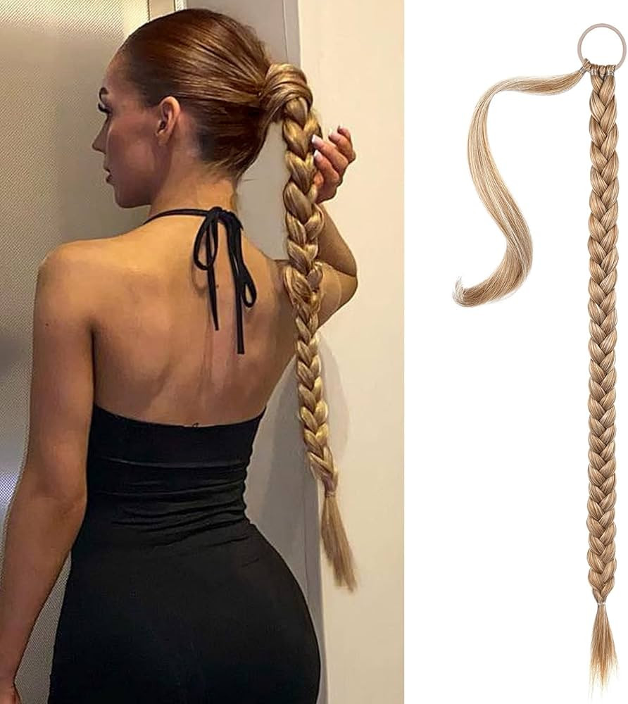 SEIKEA Long Braided Ponytail Extension with Hair Tie Straight Wrap Around Hair Extensions Ponytai... | Amazon (US)