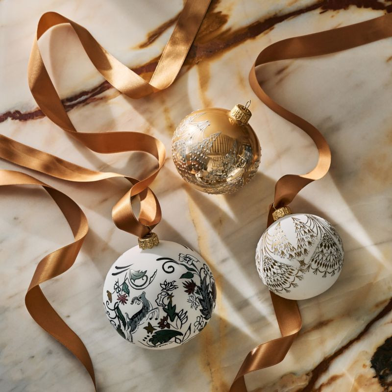 Round Hand Painted Christmas Tree Ornaments, Set of 3 | CB2 | CB2