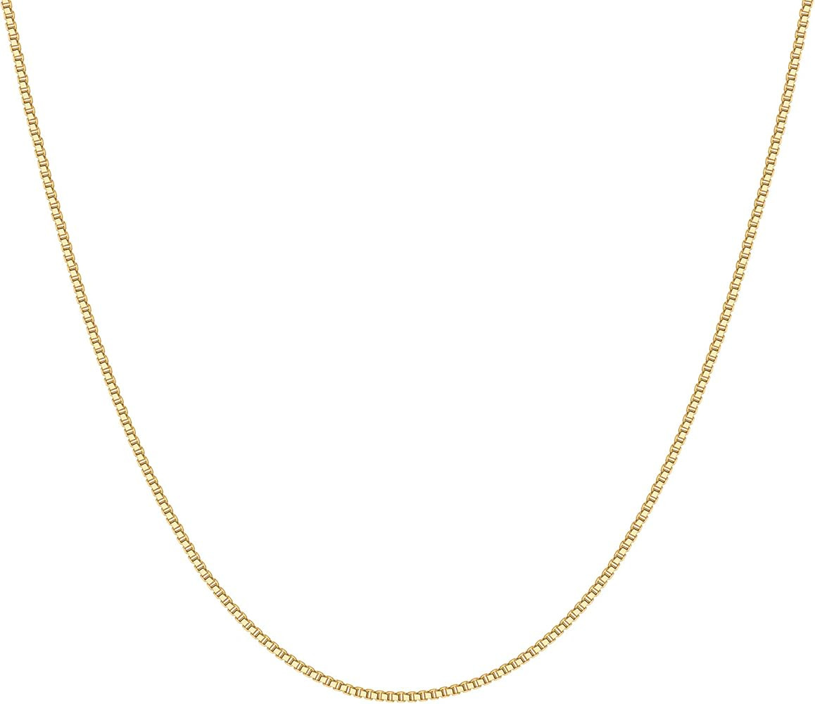 PAVOI 14K Gold Plated Curb Paperclip Box Sphere Bead Snake and Figaro Chain Adjustable Necklace | Amazon (US)