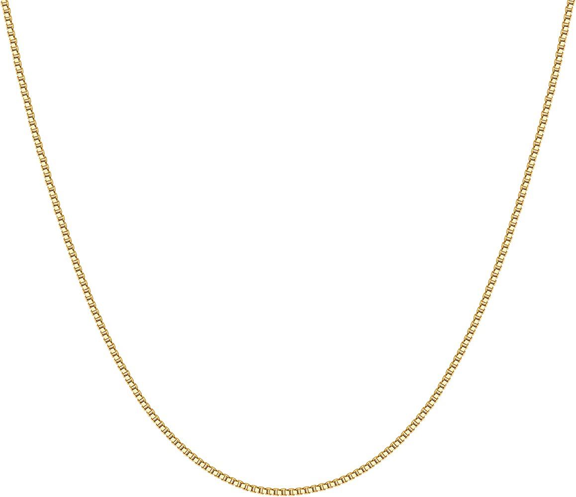 PAVOI 14K Gold Plated Curb Paperclip Box Sphere Bead Snake and Figaro Chain Adjustable Necklace | Amazon (US)