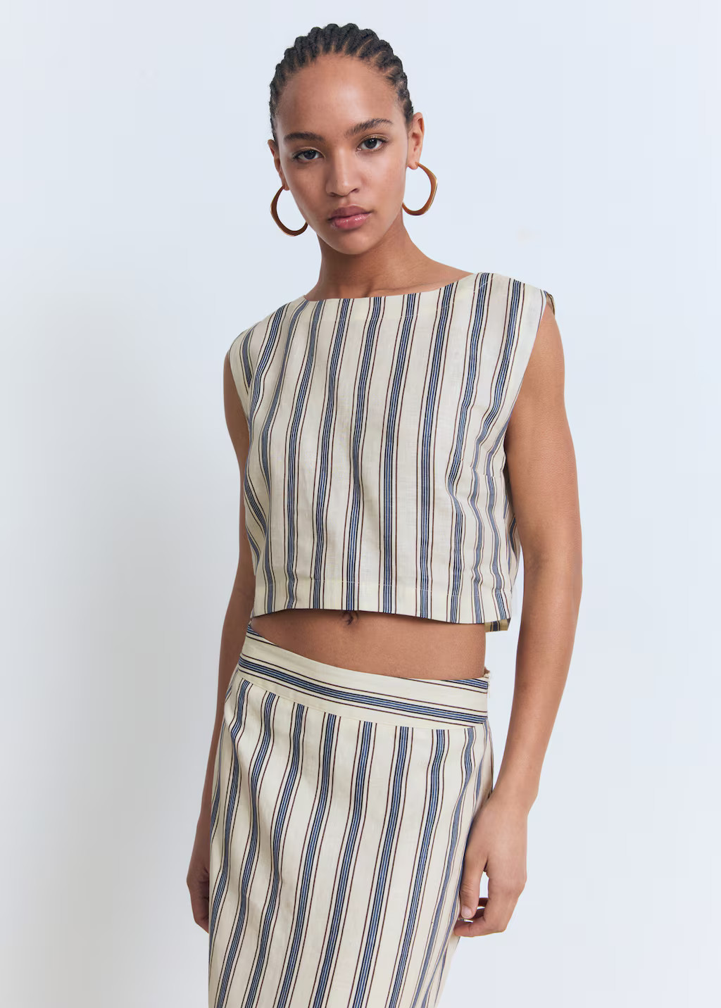 Striped linen top - Women | MANGO USA | Mango (US/MX/AU)