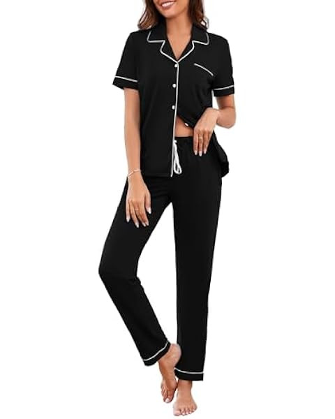 Avidlove Women Pajamas Set Notch Collar Soft Sleepwear Pjs Short Sleeve Button Down Nightwear wit... | Amazon (US)