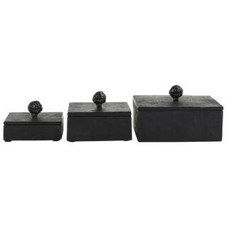 Black Textured Decorative Box Set with Knobs By Ivory And Iris | Michaels® | Michaels Stores