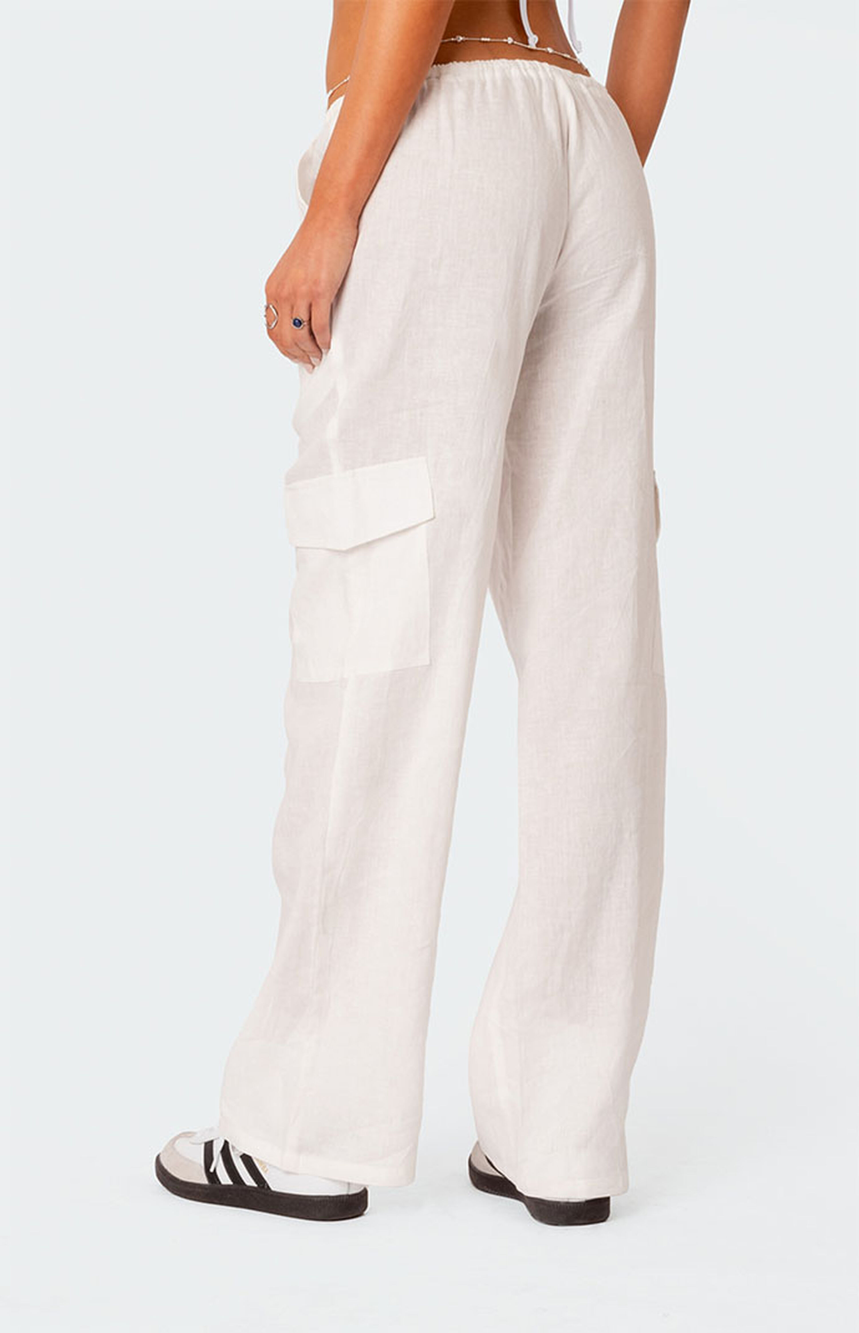 Edikted Lyric Linen Low Rise Cargo Pants | PacSun